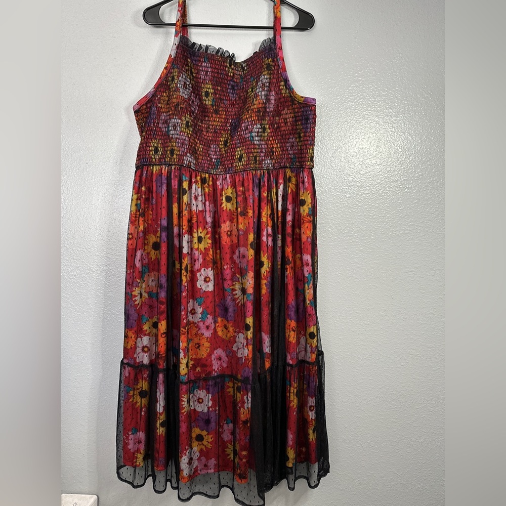 Torrid Flower Print with a Polka Dot Lace Overlay